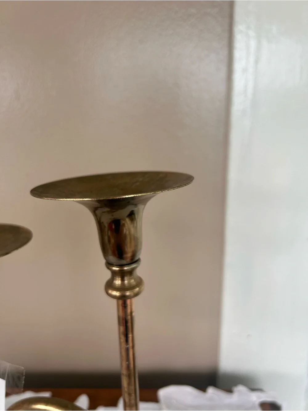 Brass French Horn Double Candlestick Holder Traditional Elegant Holiday